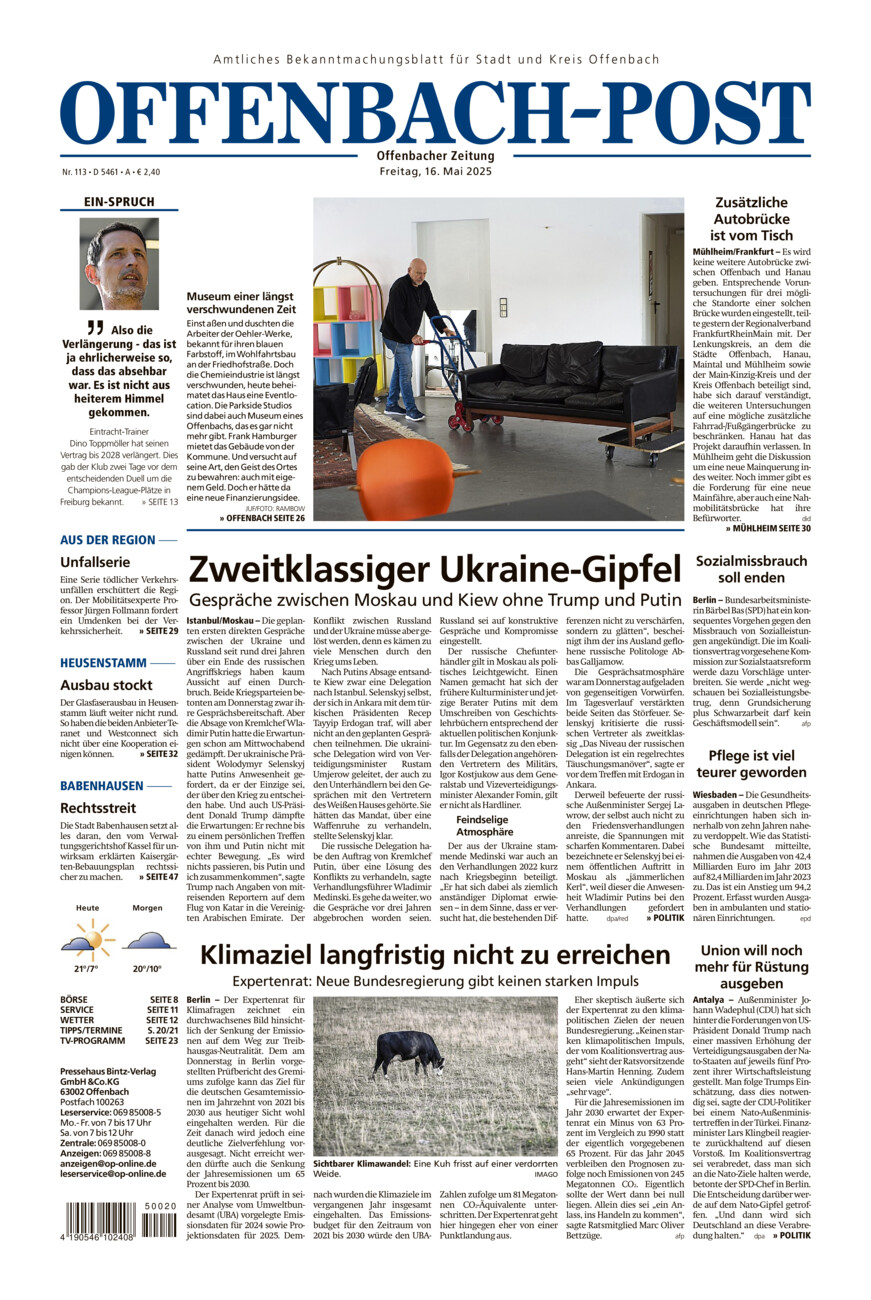 Offenbach-Post vom Freitag, 16.05.2025