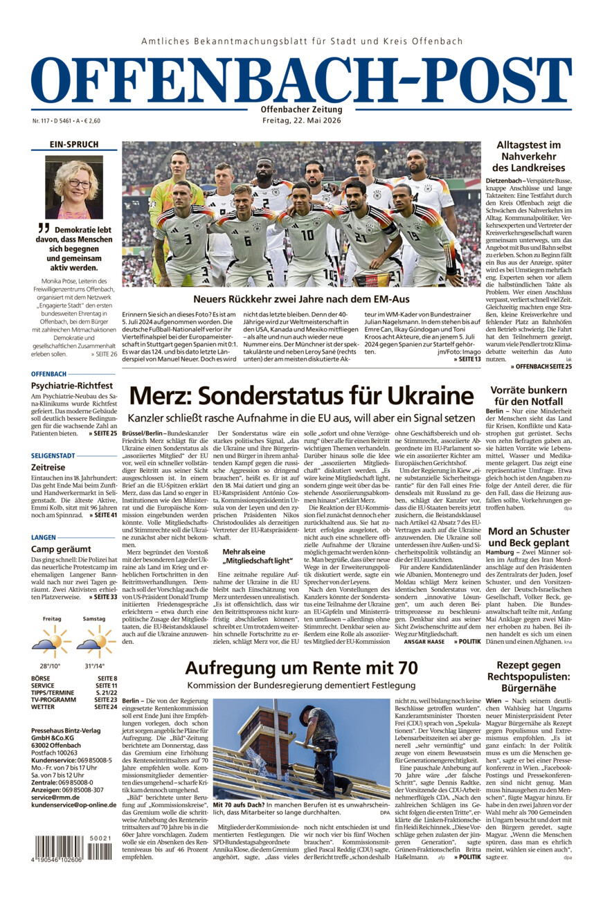 Offenbach-Post vom Freitag, 22.05.2026