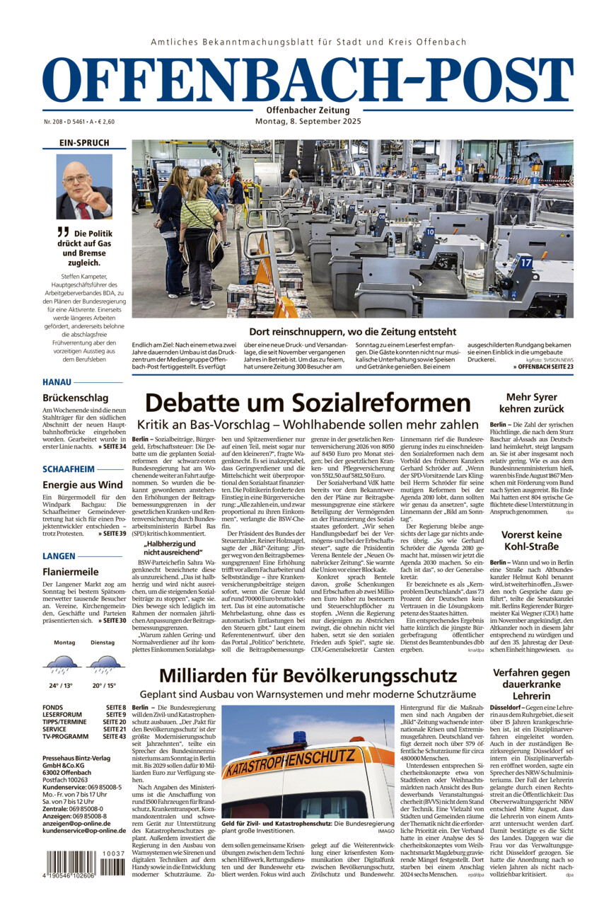 Offenbach-Post vom Montag, 08.09.2025