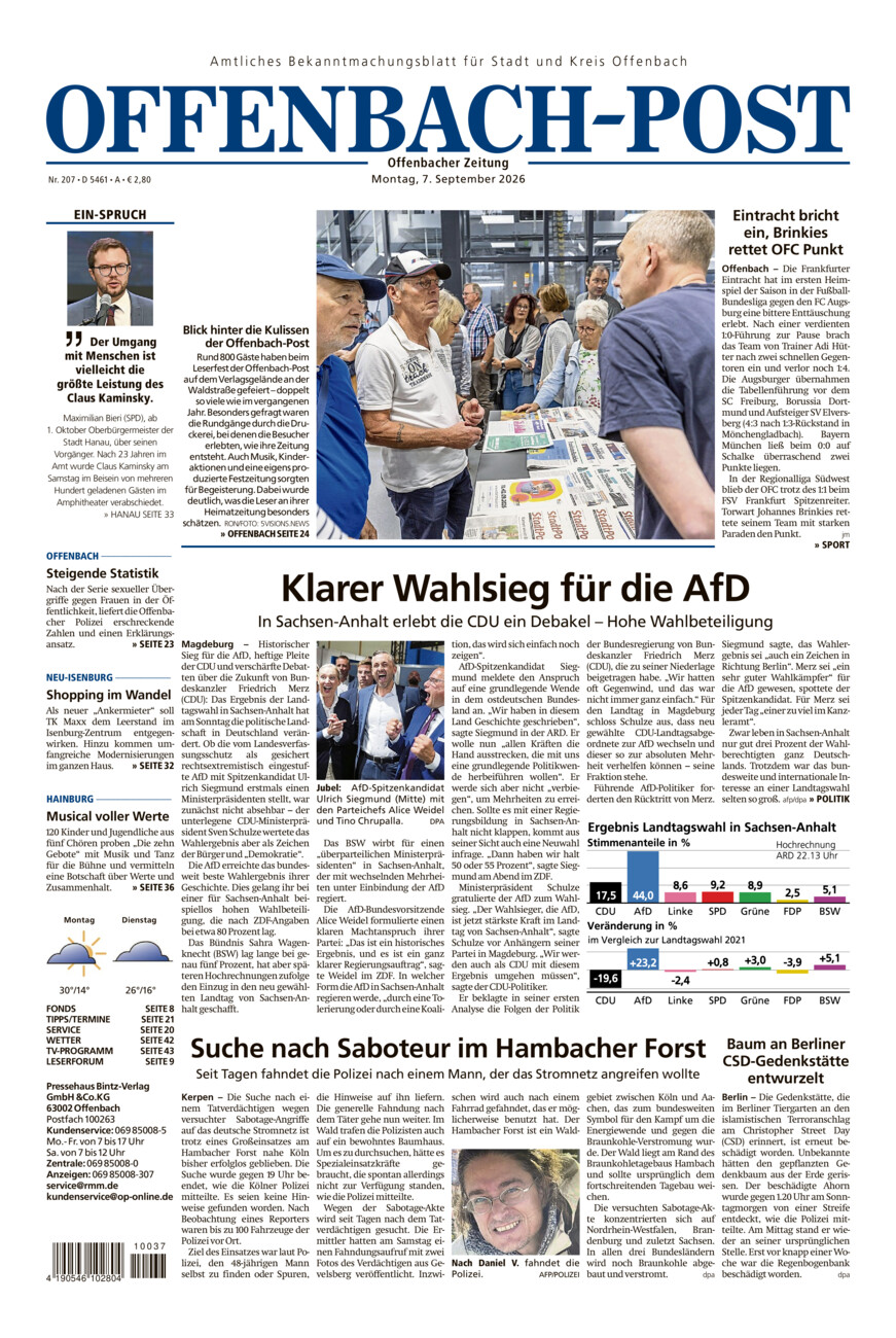 Offenbach-Post vom Montag, 07.09.2026