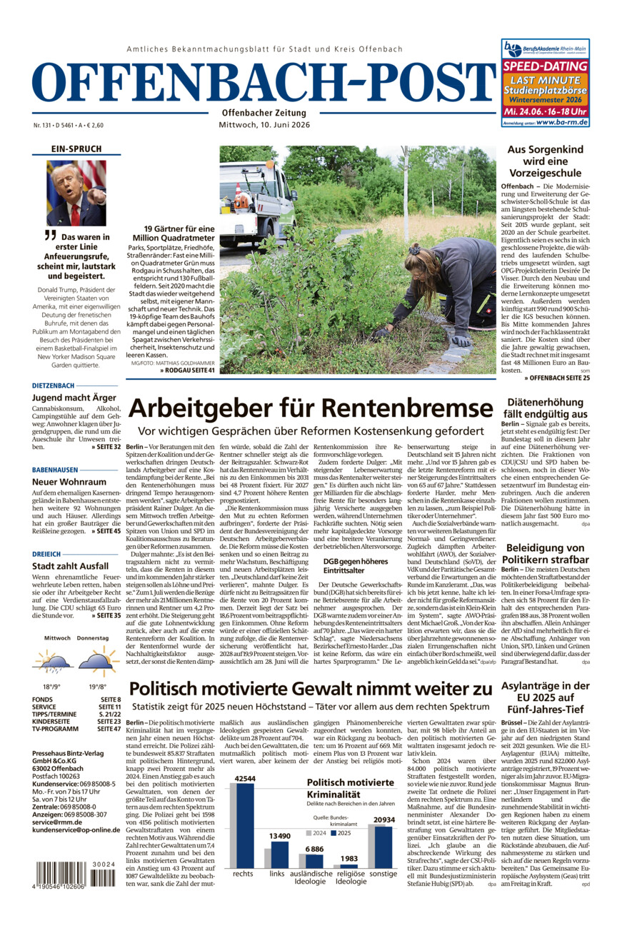 Offenbach-Post vom Mittwoch, 10.06.2026