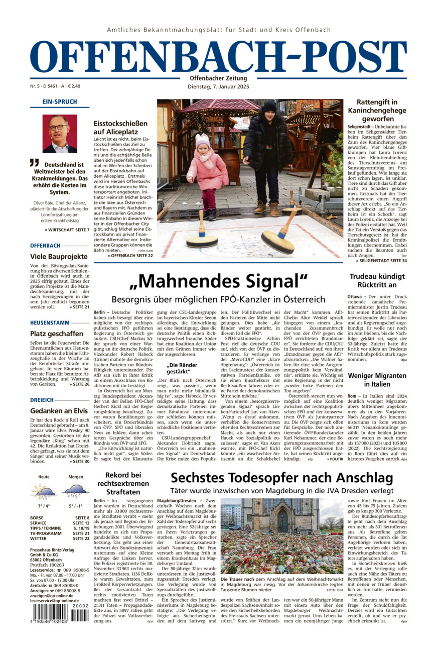 OffenbachPost vom Dienstag, 07.01.2025 Offenbach