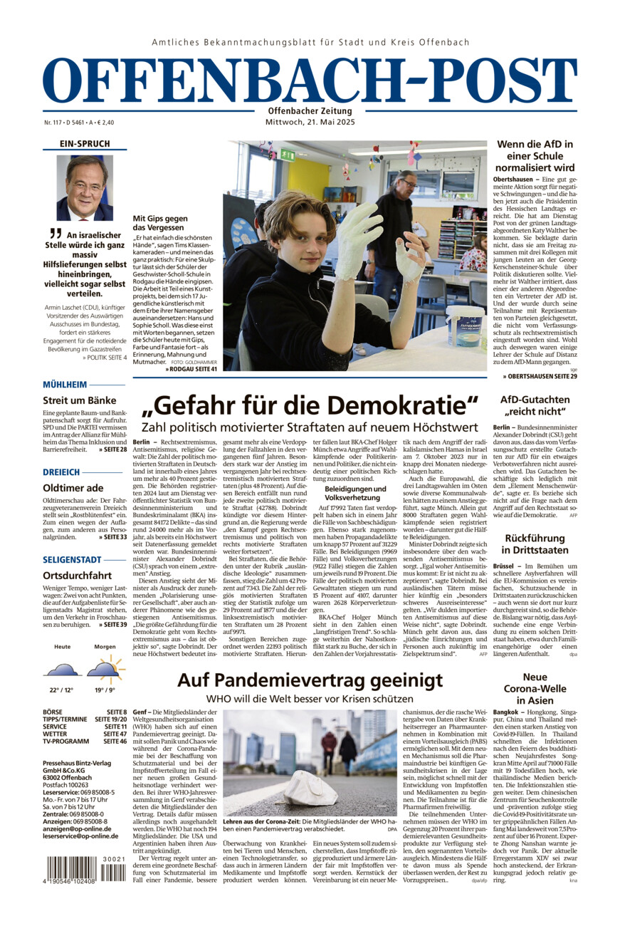 Offenbach-Post vom Mittwoch, 21.05.2025