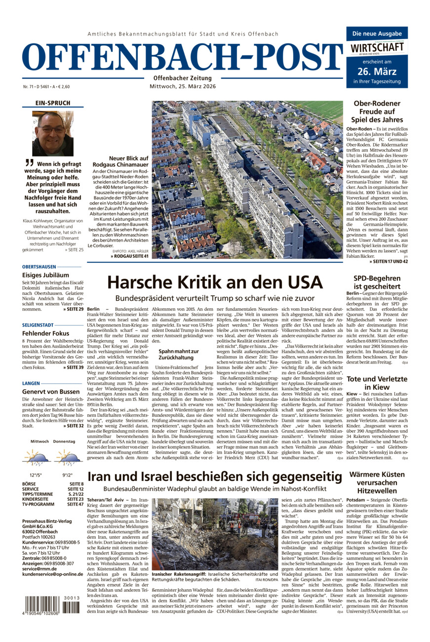 Offenbach-Post vom Mittwoch, 25.03.2026