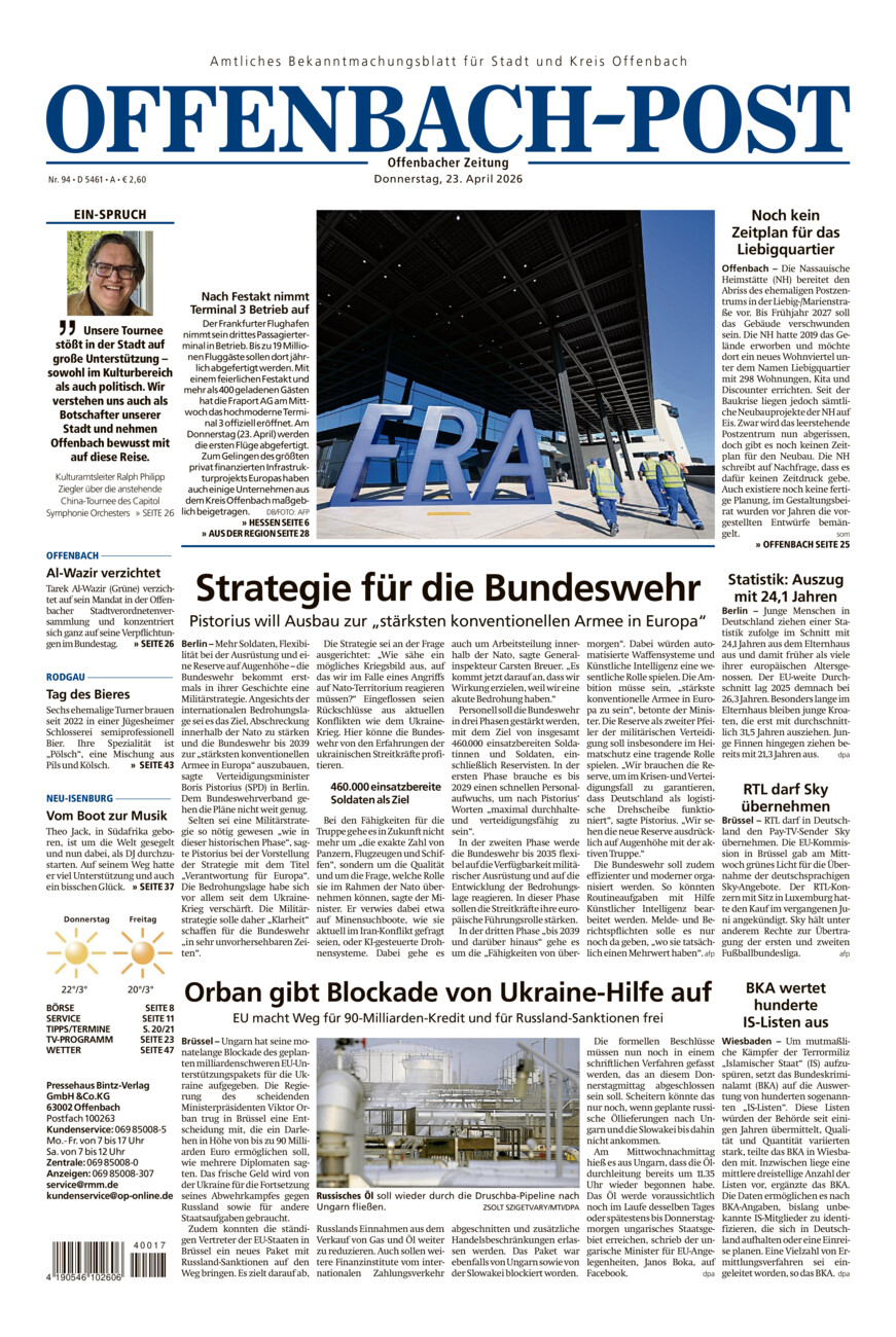 Offenbach-Post vom Donnerstag, 23.04.2026