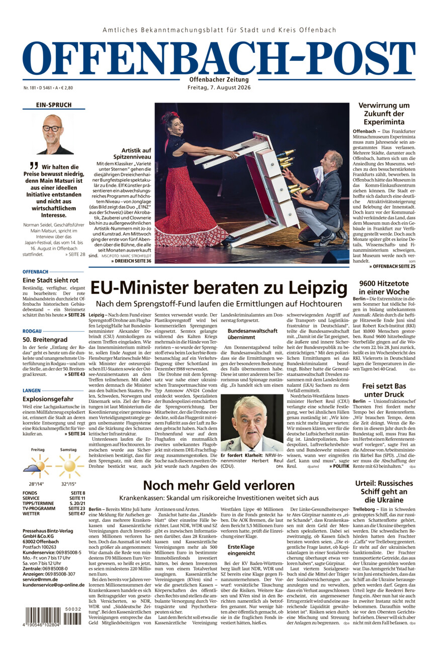 Offenbach-Post vom Freitag, 07.08.2026