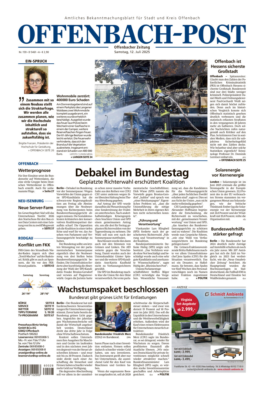 Offenbach-Post vom Samstag, 12.07.2025