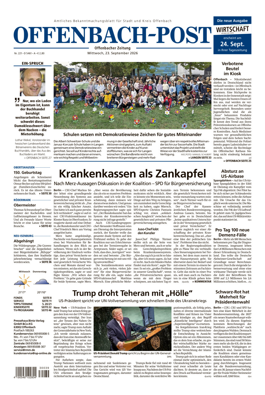 Offenbach-Post vom Mittwoch, 23.09.2026