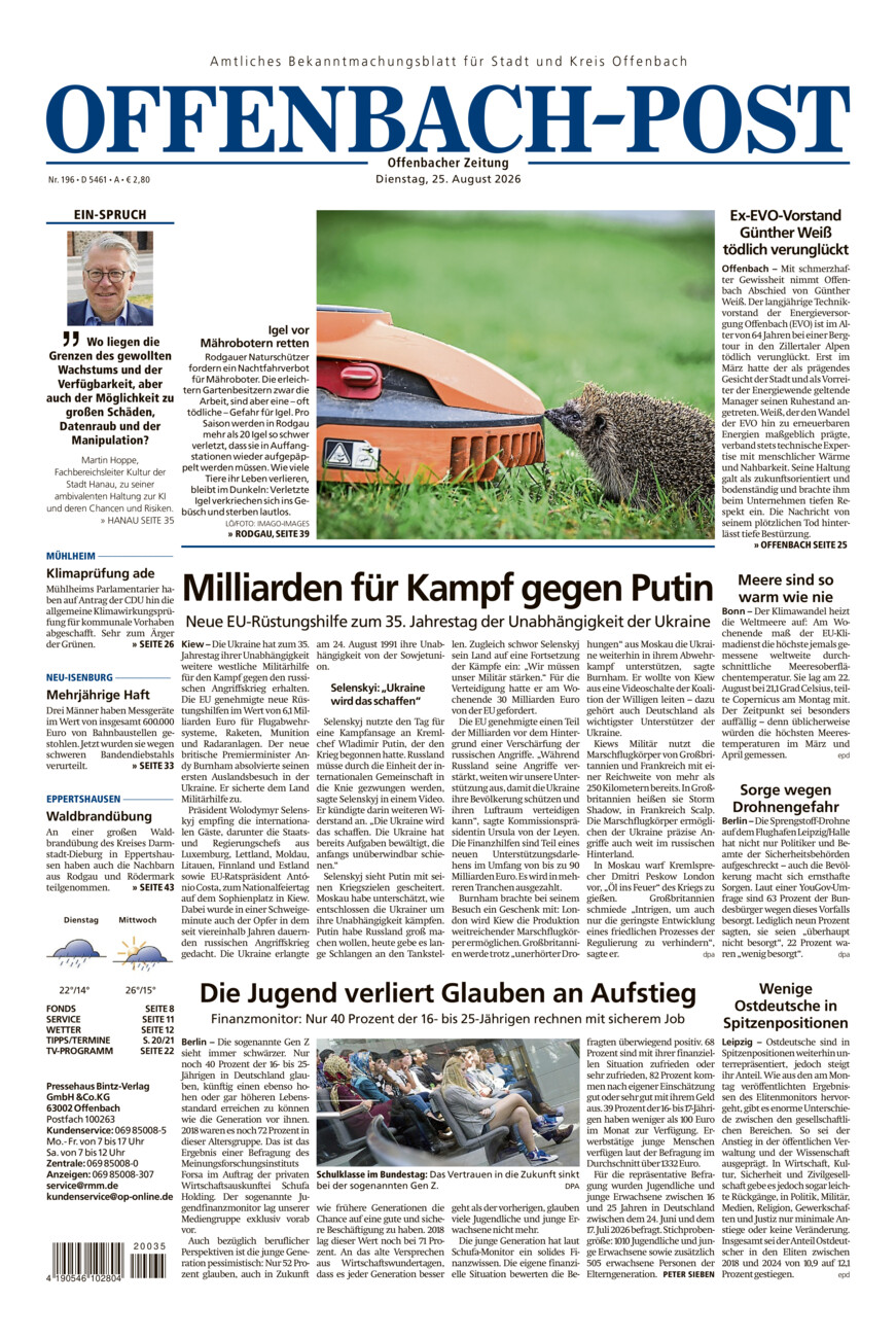 Offenbach-Post vom Dienstag, 25.08.2026