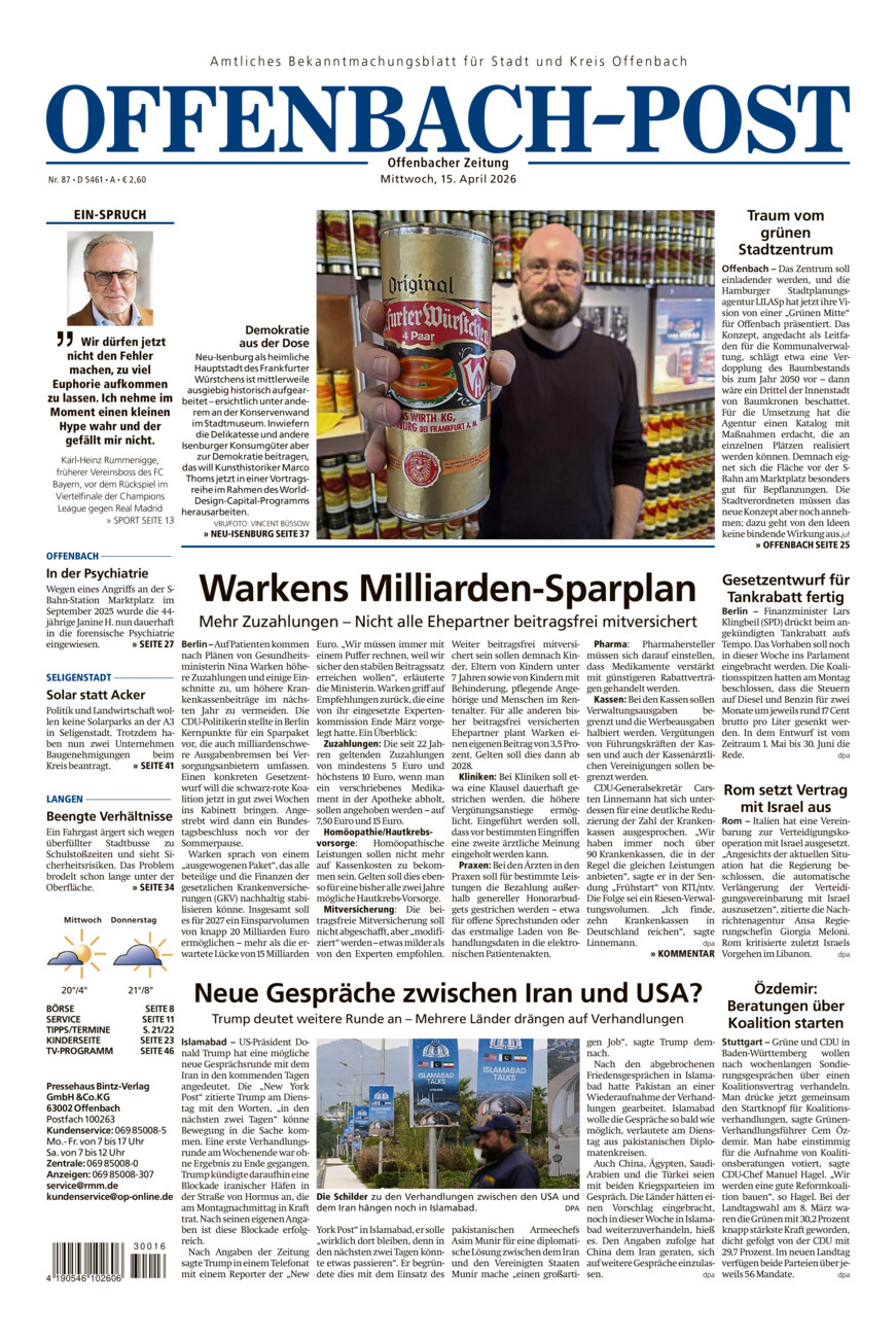 Offenbach-Post vom Mittwoch, 15.04.2026