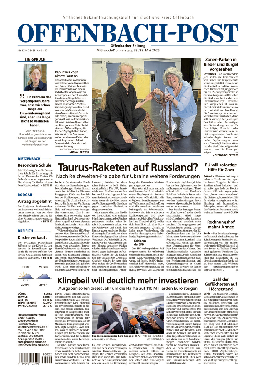 Offenbach-Post vom Mittwoch, 28.05.2025