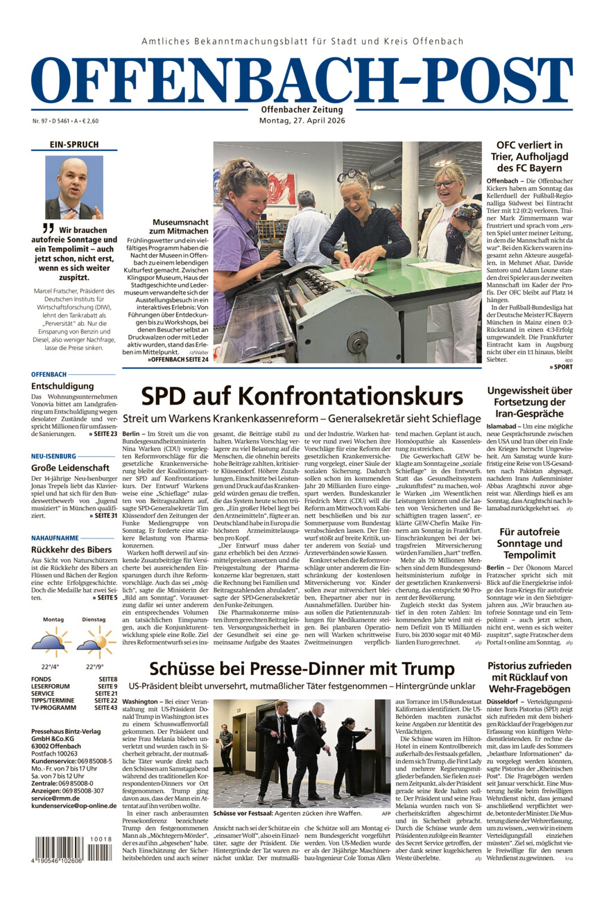 Offenbach-Post vom Montag, 27.04.2026
