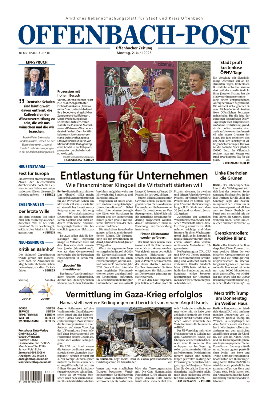 Offenbach-Post vom Montag, 02.06.2025