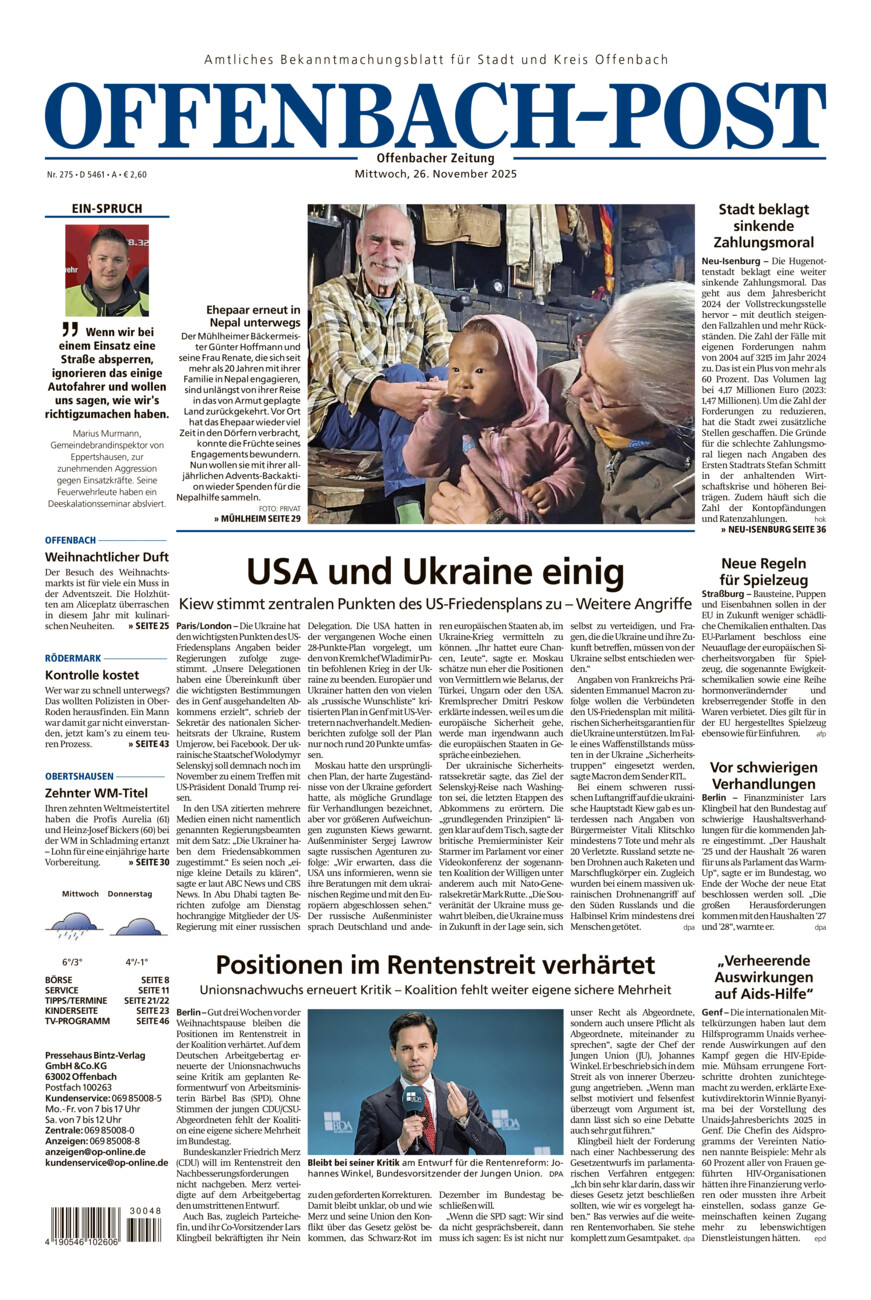 Offenbach-Post vom Mittwoch, 26.11.2025