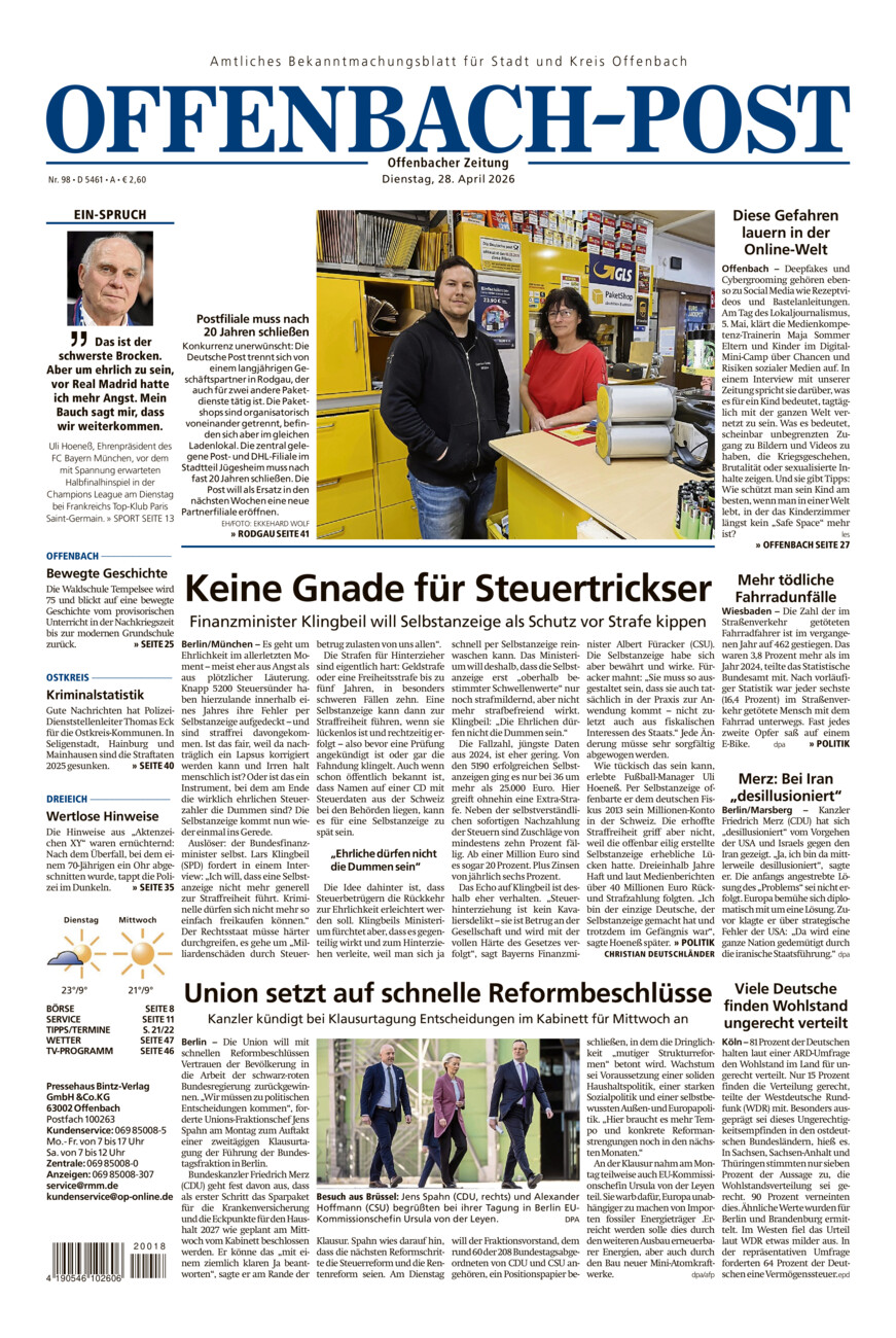 Offenbach-Post vom Dienstag, 28.04.2026