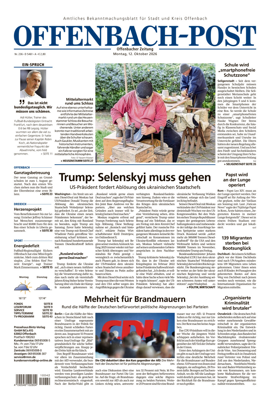 Offenbach-Post vom Montag, 12.10.2026