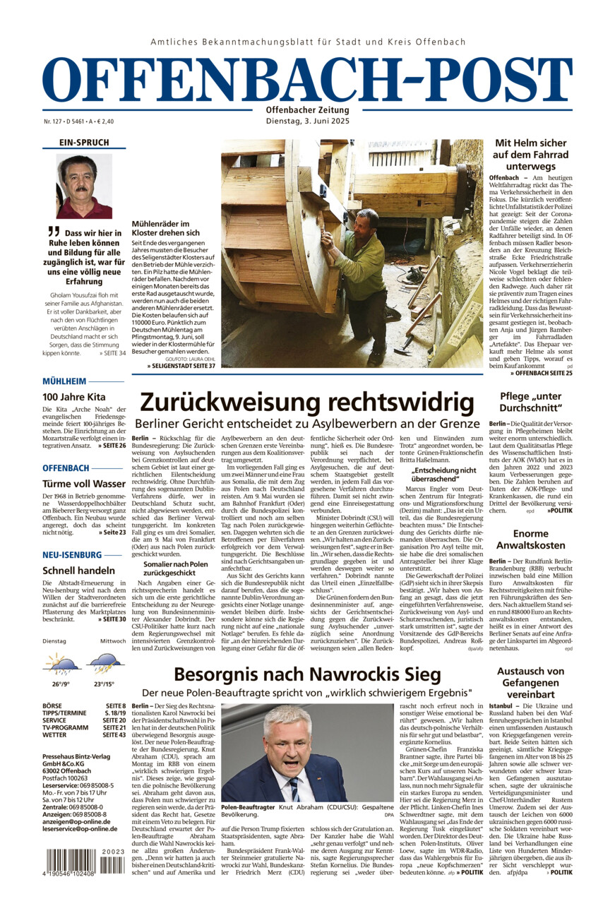 Offenbach-Post vom Dienstag, 03.06.2025