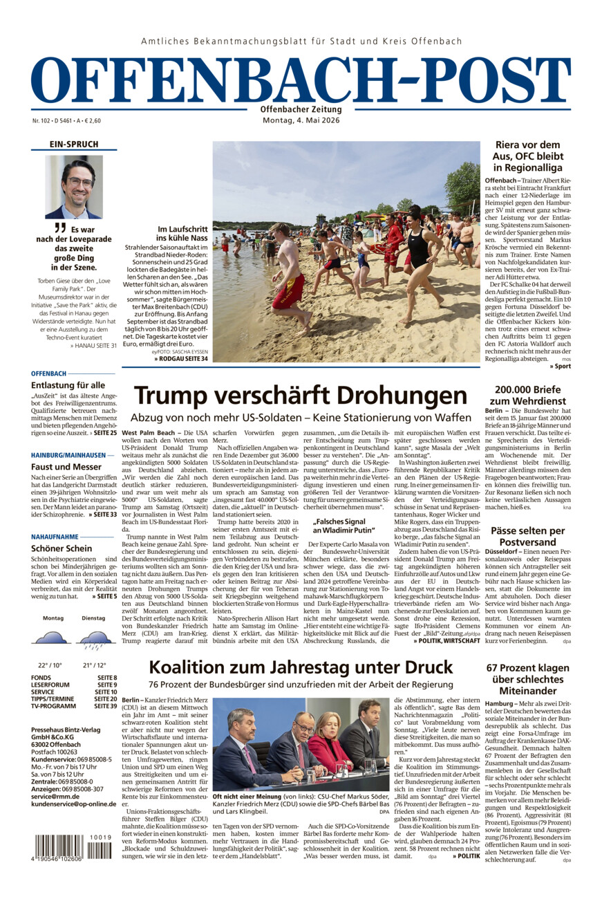 Offenbach-Post vom Montag, 04.05.2026