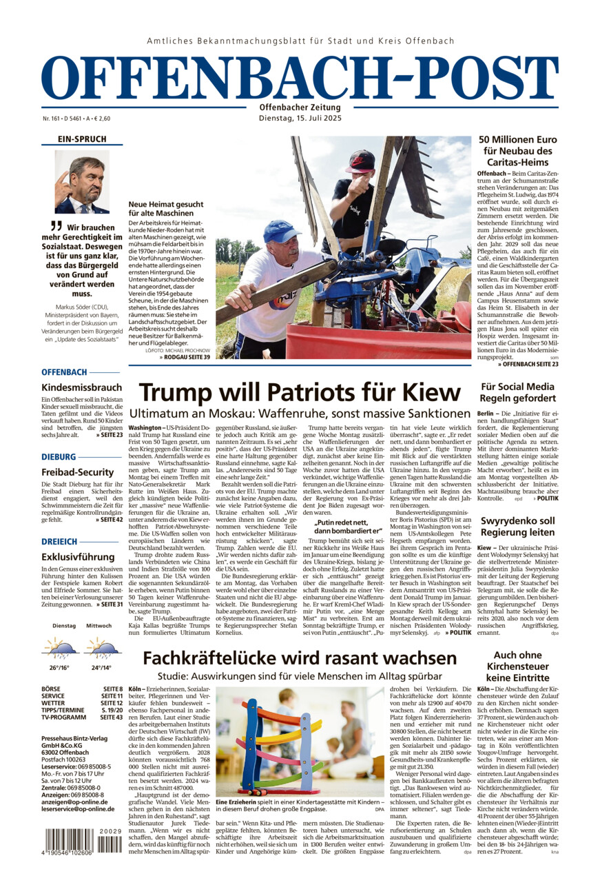 Offenbach-Post vom Dienstag, 15.07.2025
