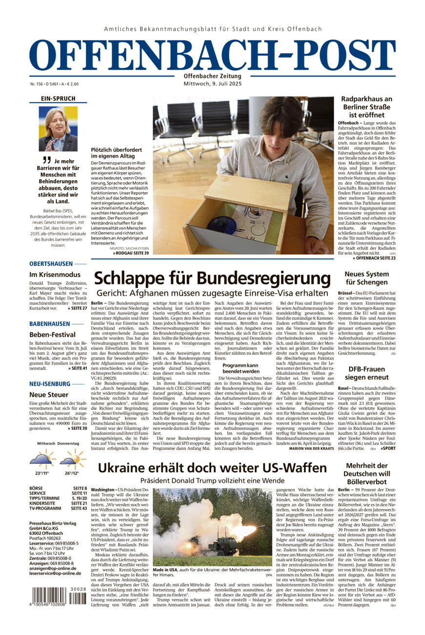 Offenbach-Post vom Mittwoch, 09.07.2025