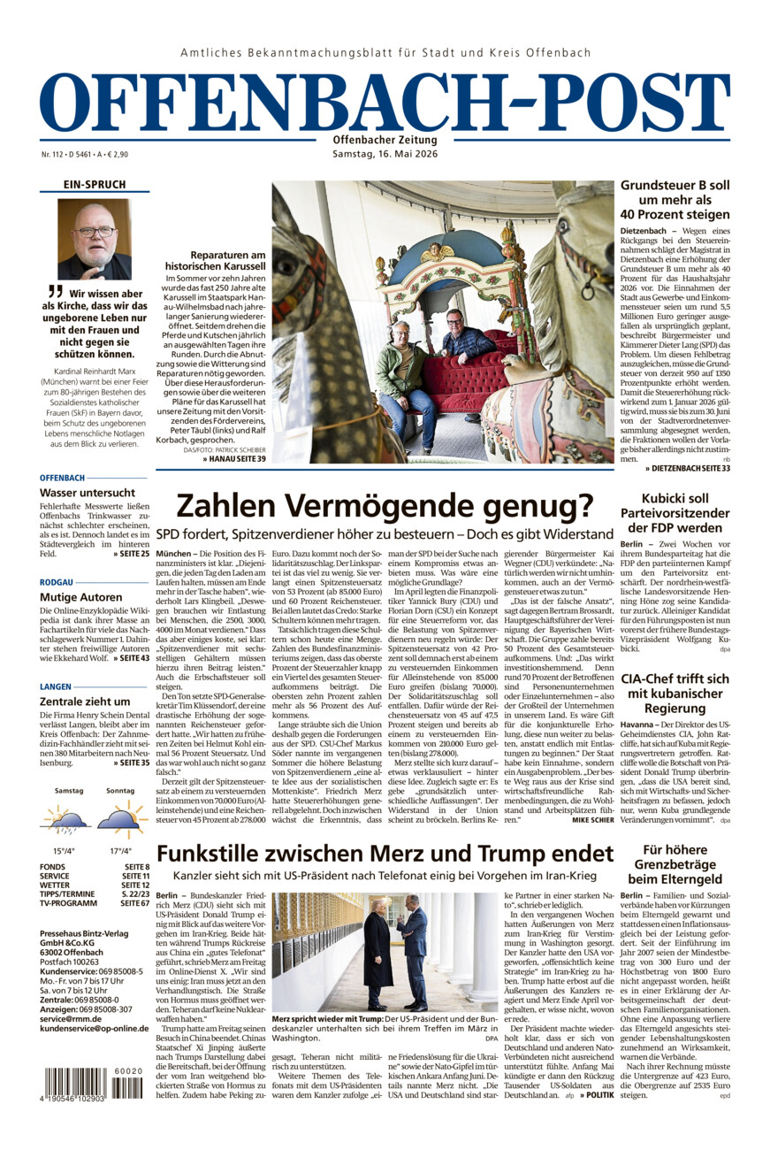 Offenbach-Post vom Samstag, 16.05.2026