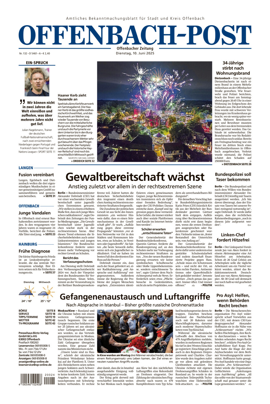 Offenbach-Post vom Dienstag, 10.06.2025