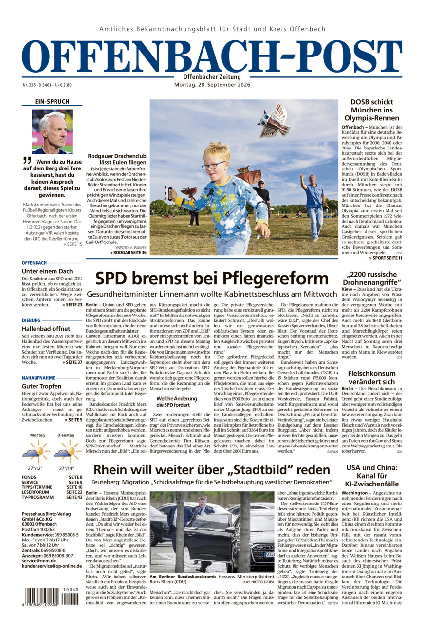 Offenbach-Post vom Montag, 28.09.2026