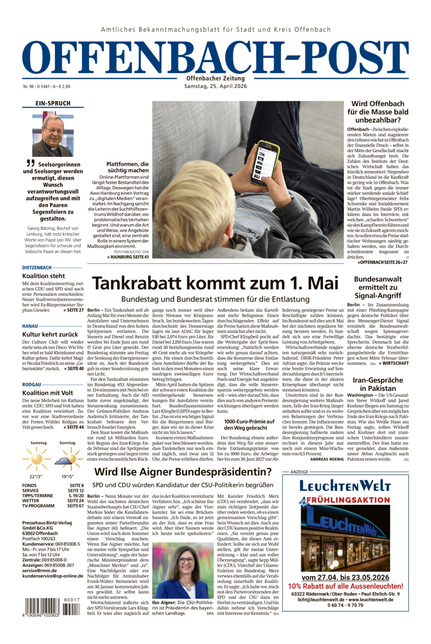 Offenbach-Post vom Samstag, 25.04.2026