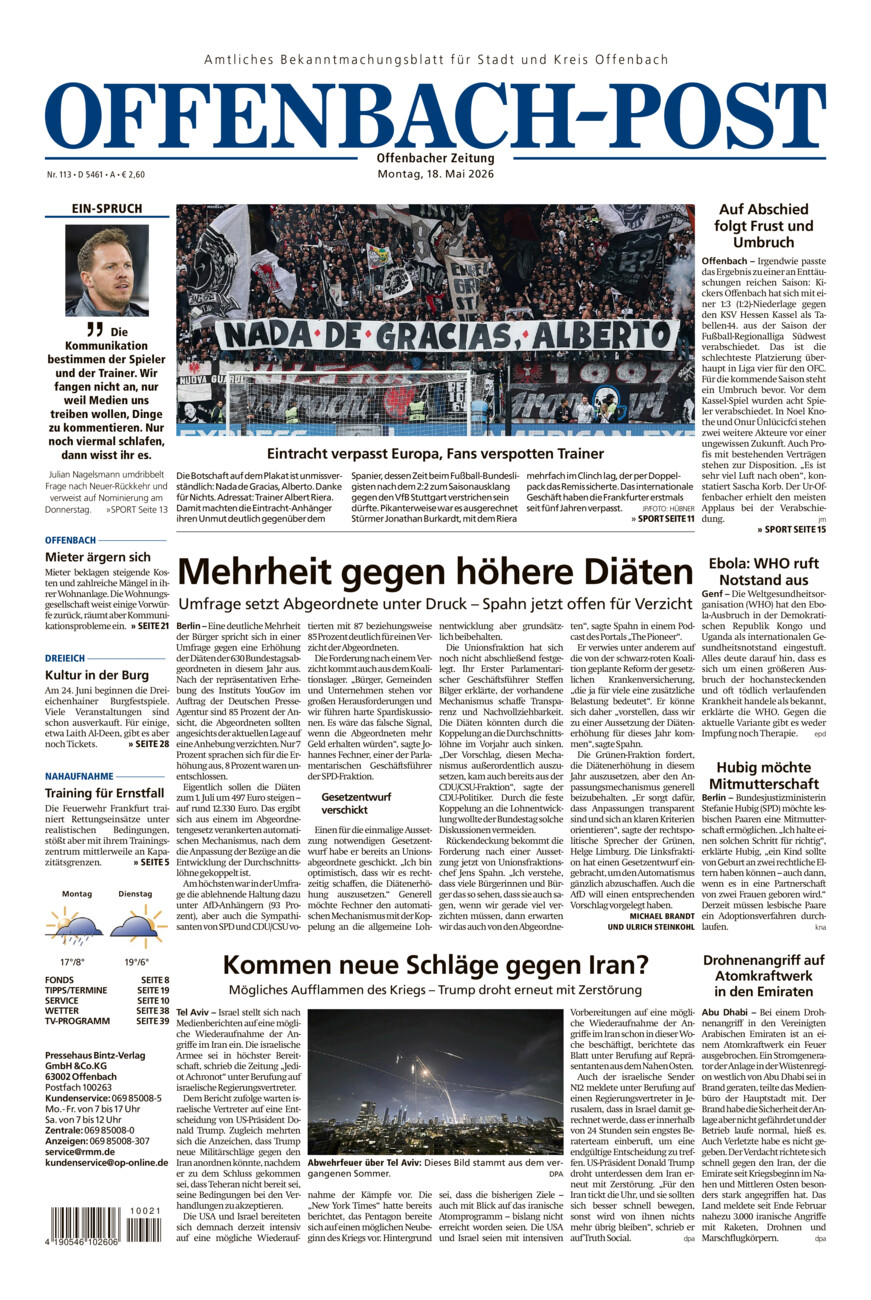 Offenbach-Post vom Montag, 18.05.2026