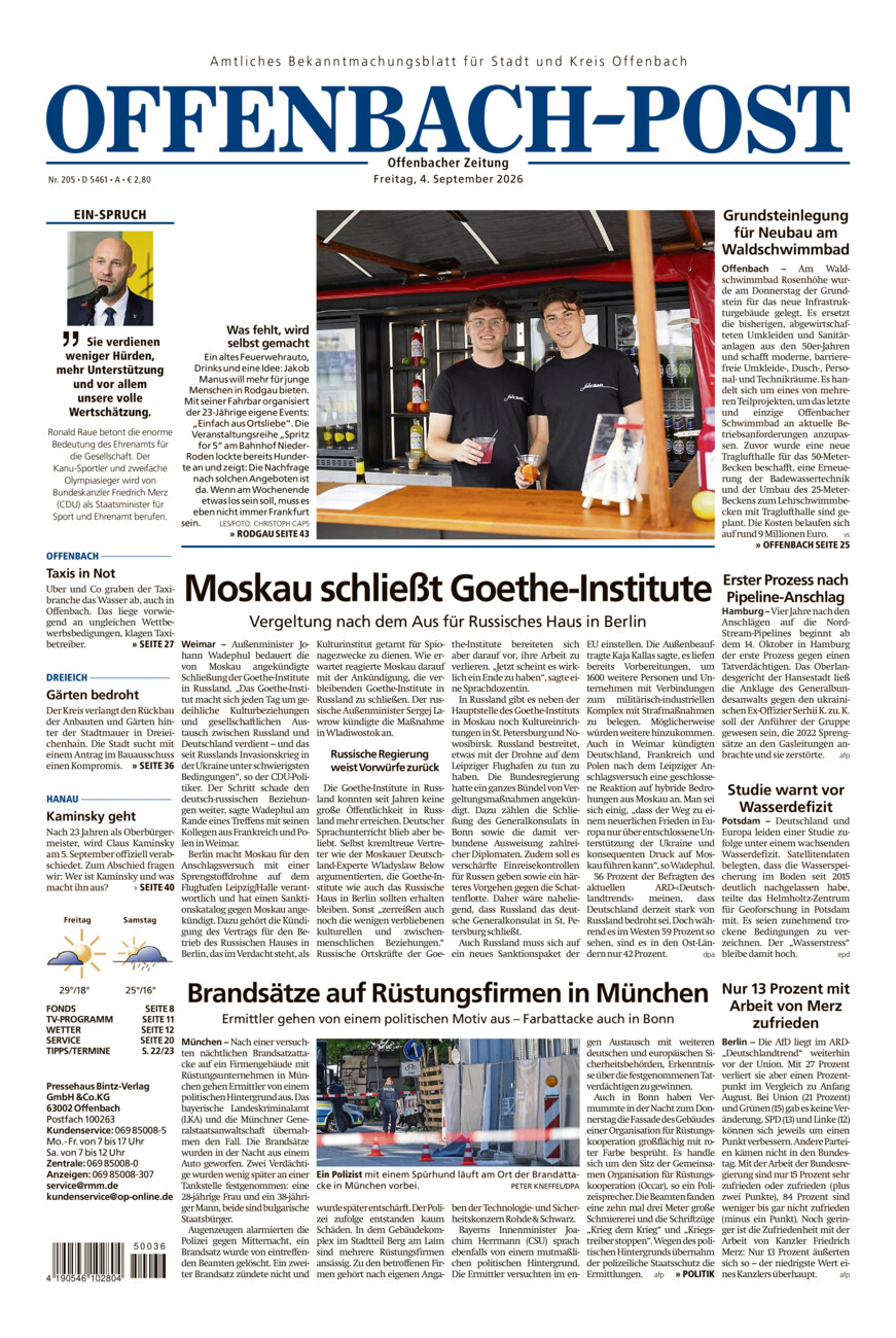 Offenbach-Post vom Freitag, 04.09.2026