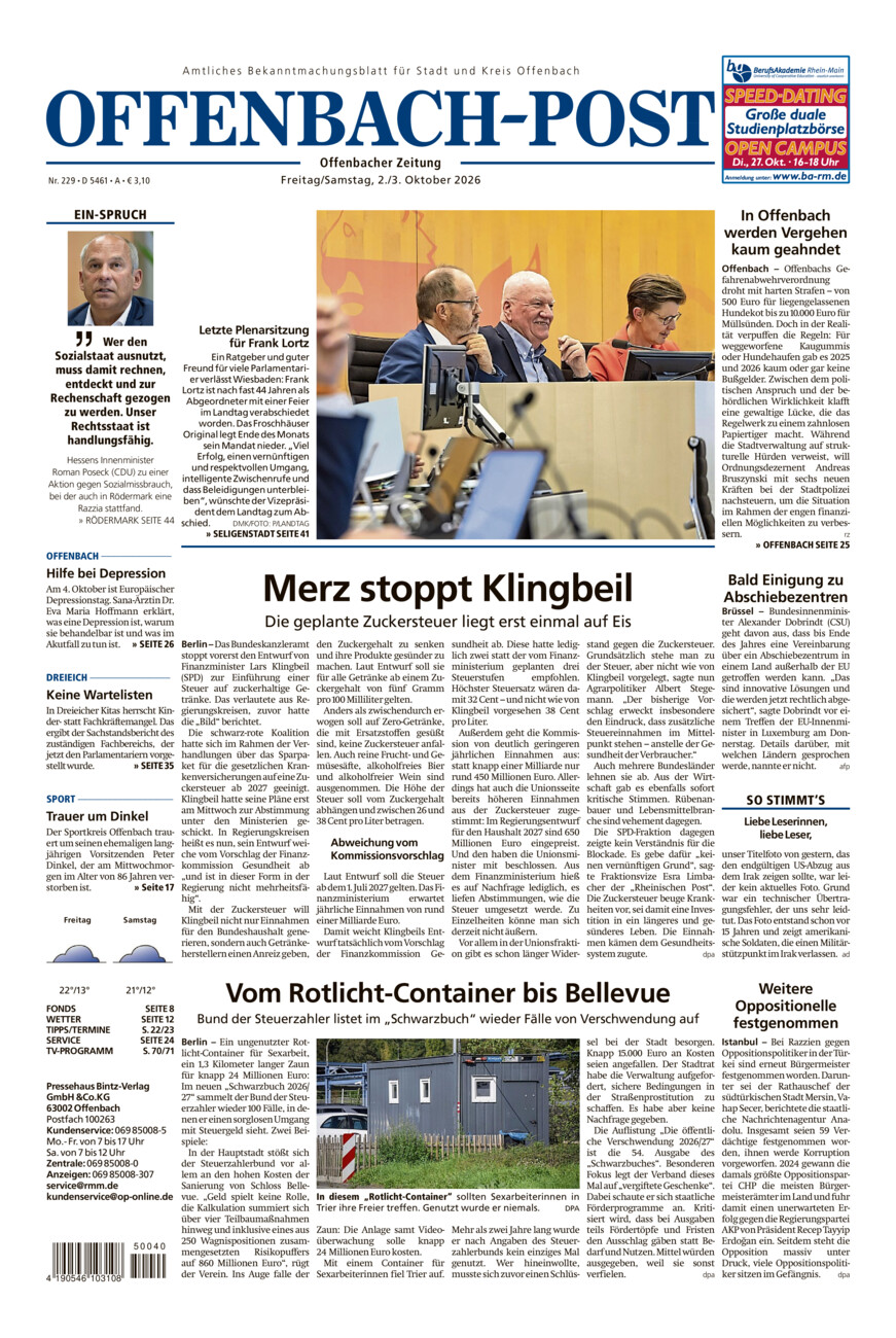 Offenbach-Post vom Freitag, 02.10.2026