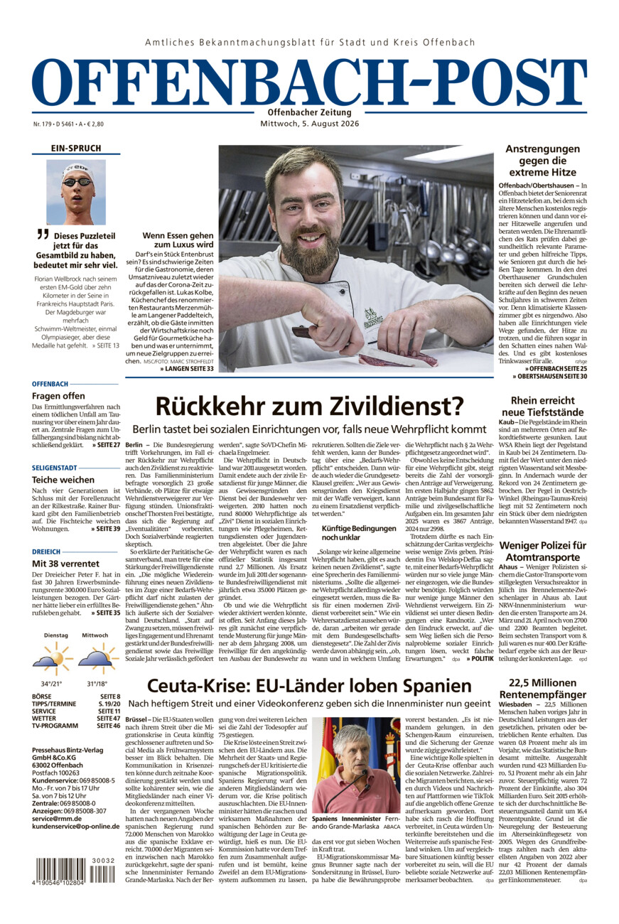 Offenbach-Post vom Mittwoch, 05.08.2026