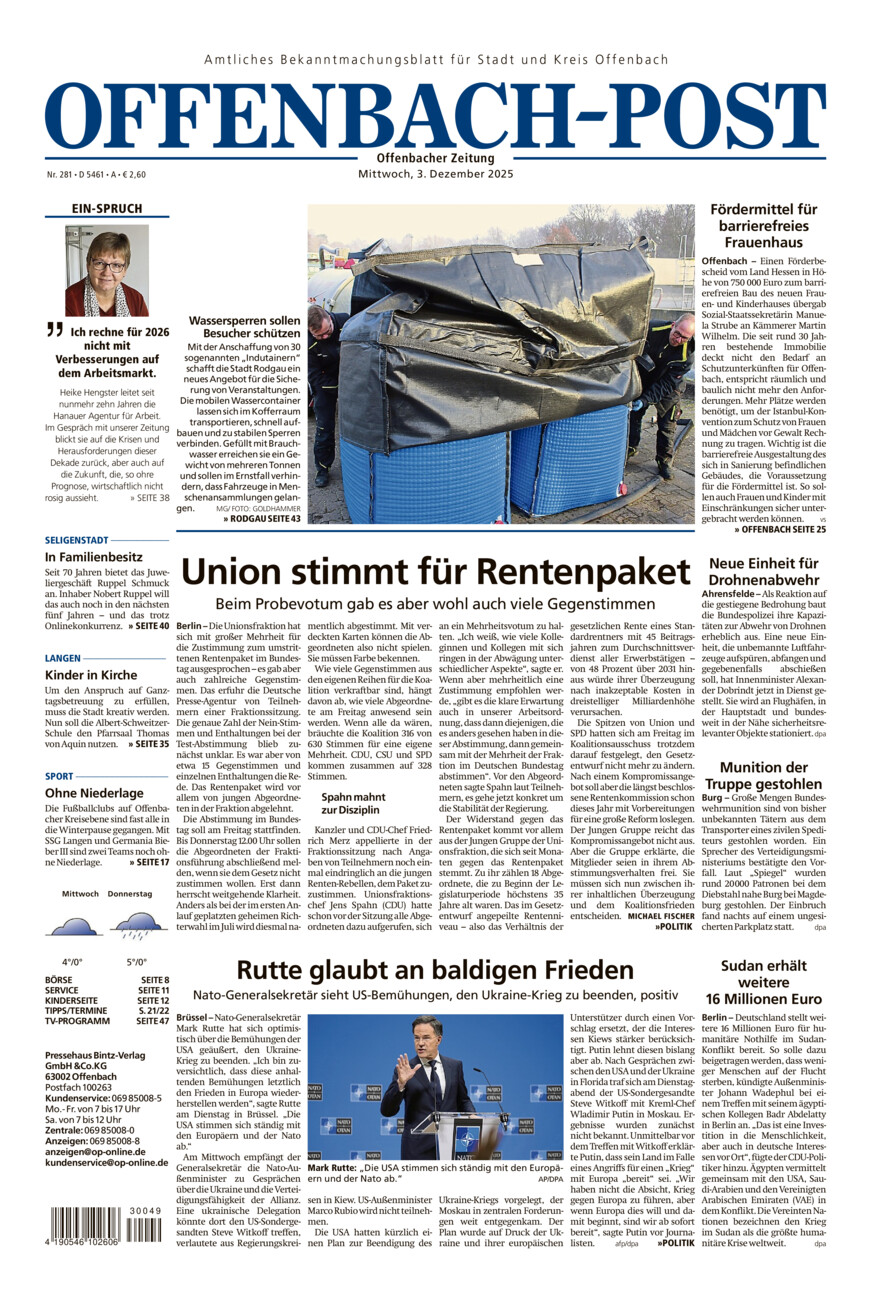 Offenbach-Post vom Mittwoch, 03.12.2025