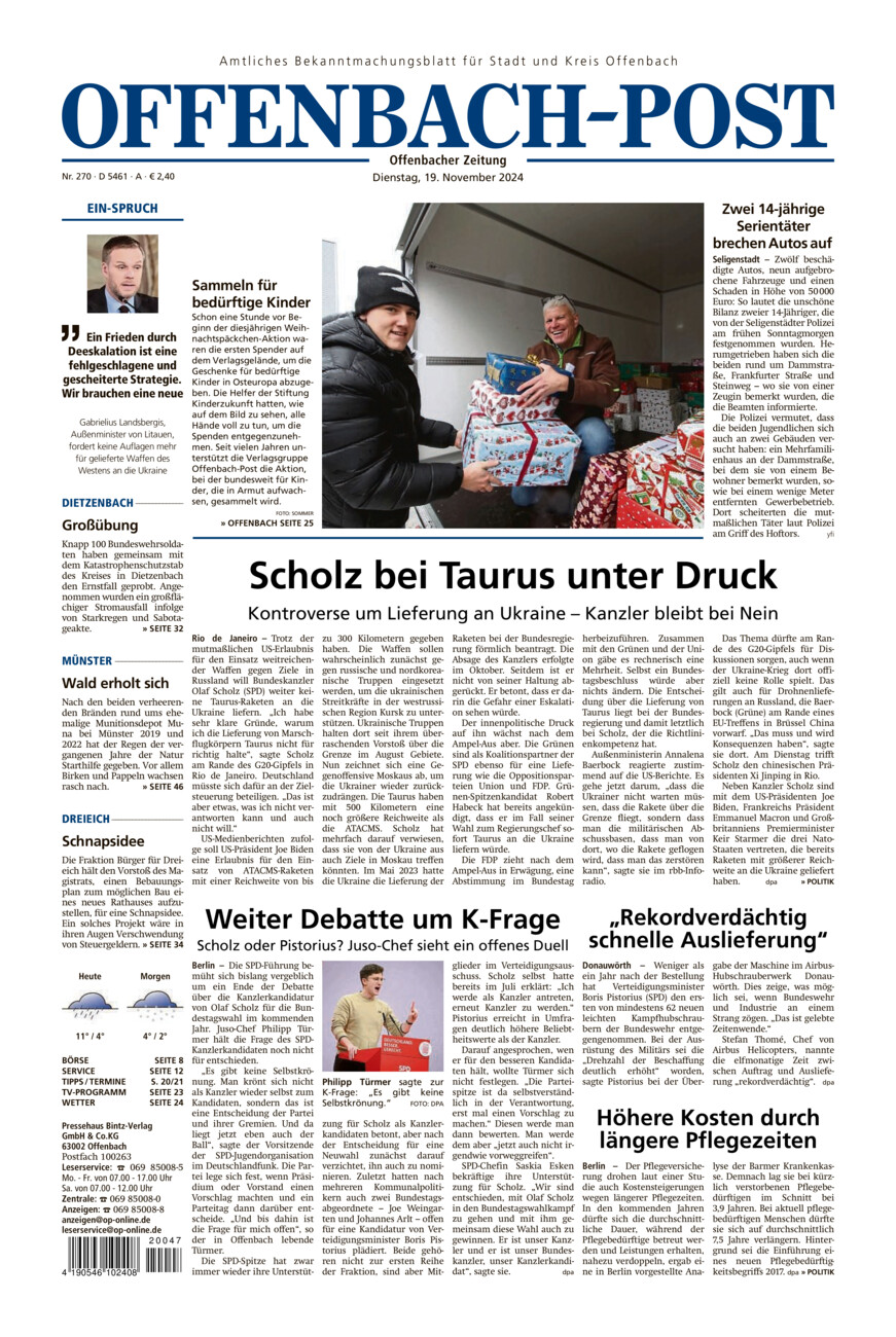 Offenbach-Post vom Dienstag, 19.11.2024