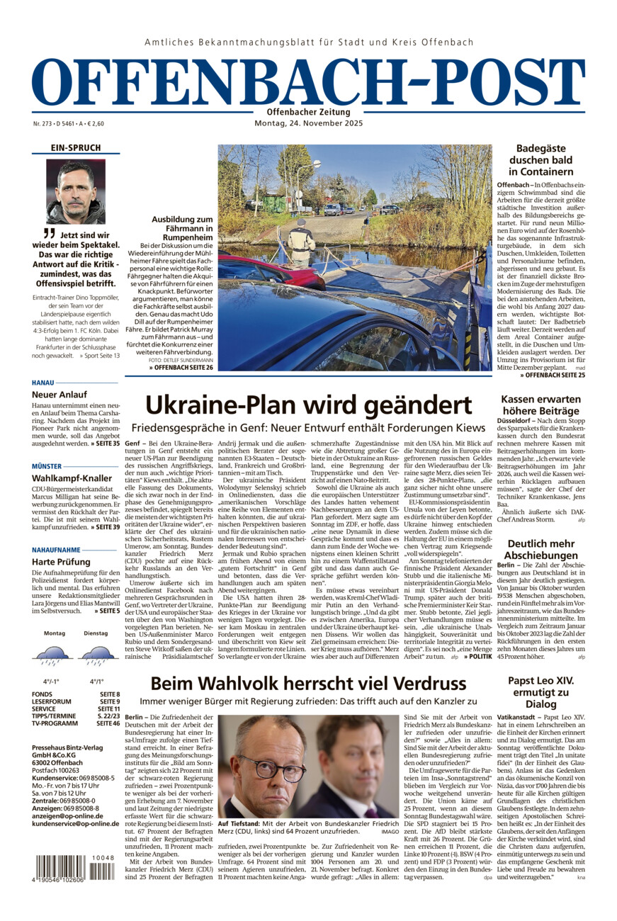 Offenbach-Post vom Montag, 24.11.2025