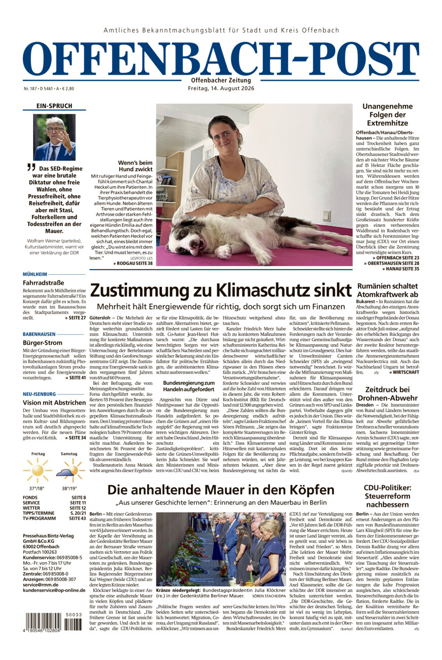 Offenbach-Post vom Freitag, 14.08.2026