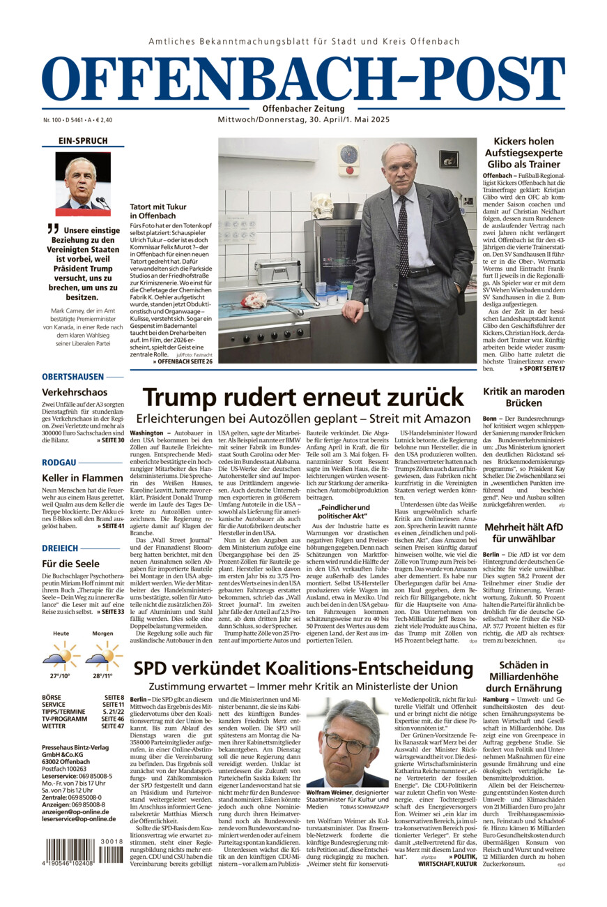 Offenbach-Post vom Mittwoch, 30.04.2025