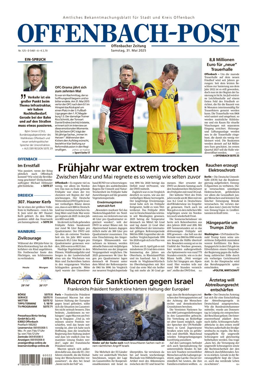 Offenbach-Post vom Samstag, 31.05.2025