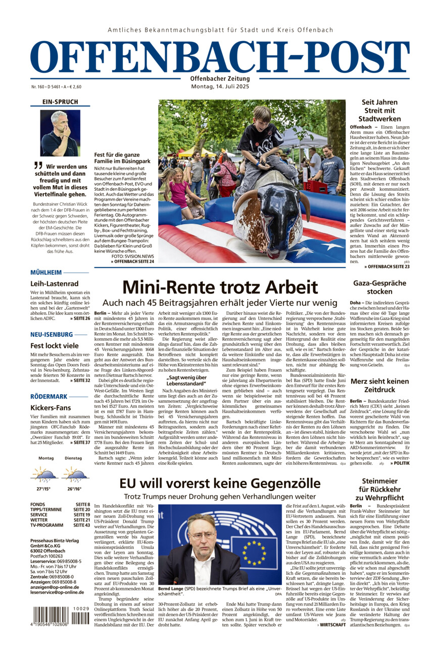Offenbach-Post vom Montag, 14.07.2025