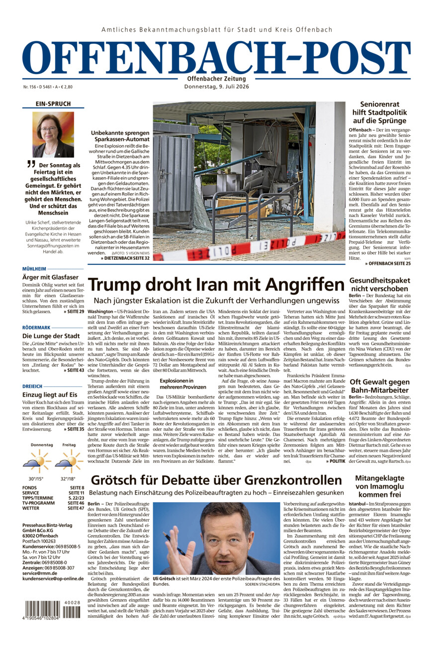 Offenbach-Post vom Donnerstag, 09.07.2026