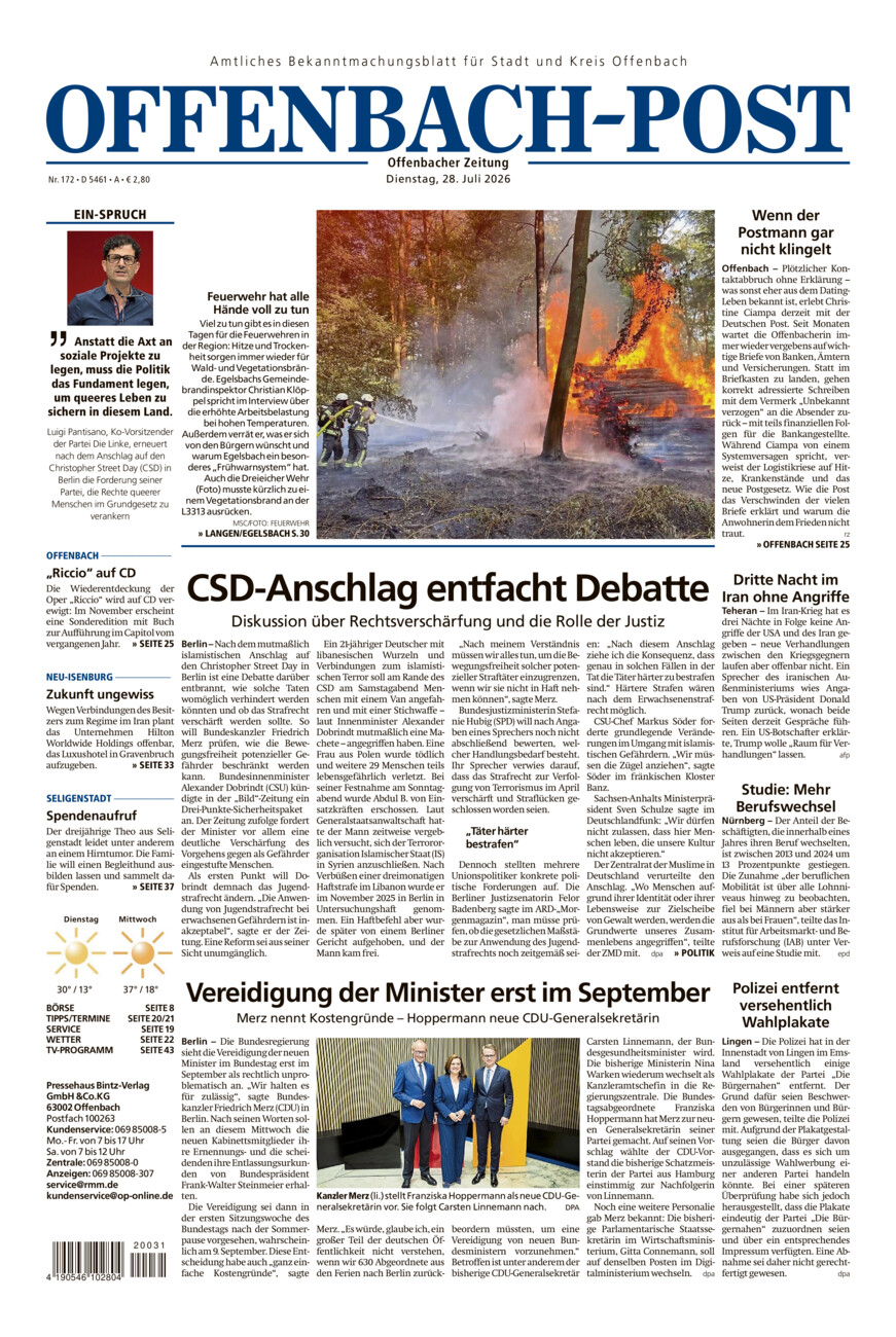 Offenbach-Post vom Dienstag, 28.07.2026