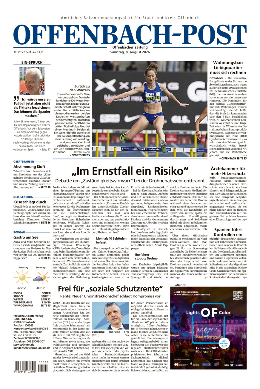 Offenbach-Post vom Samstag, 08.08.2026