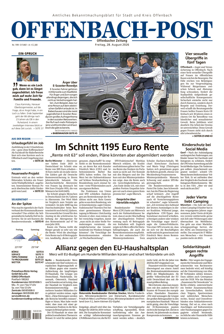 Offenbach-Post vom Freitag, 28.08.2026