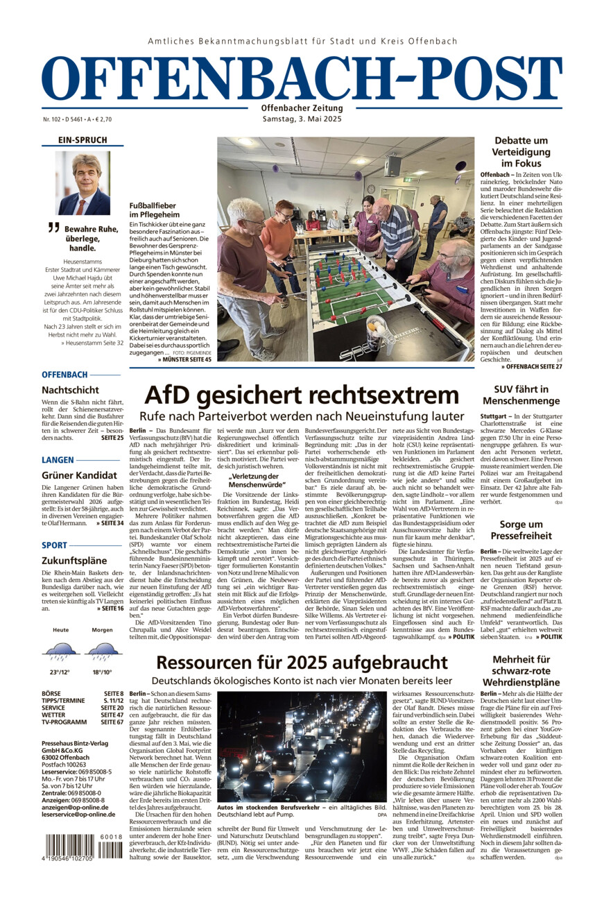 Offenbach-Post vom Samstag, 03.05.2025