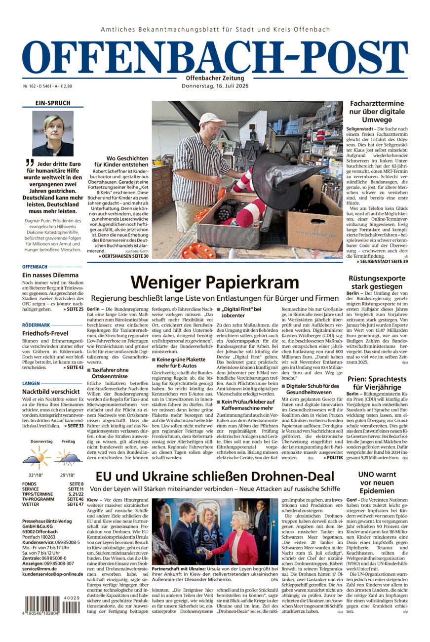Offenbach-Post vom Donnerstag, 16.07.2026