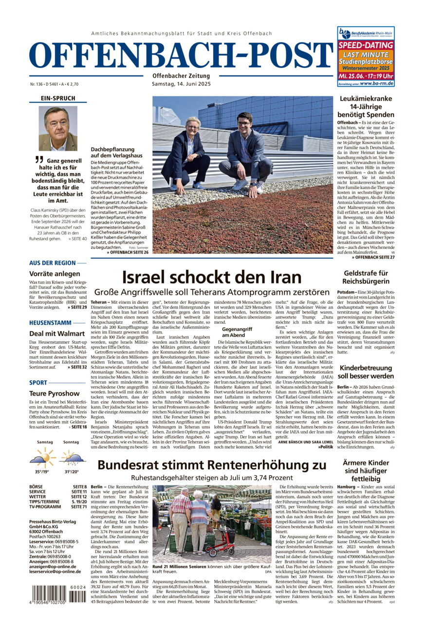 Offenbach-Post vom Samstag, 14.06.2025