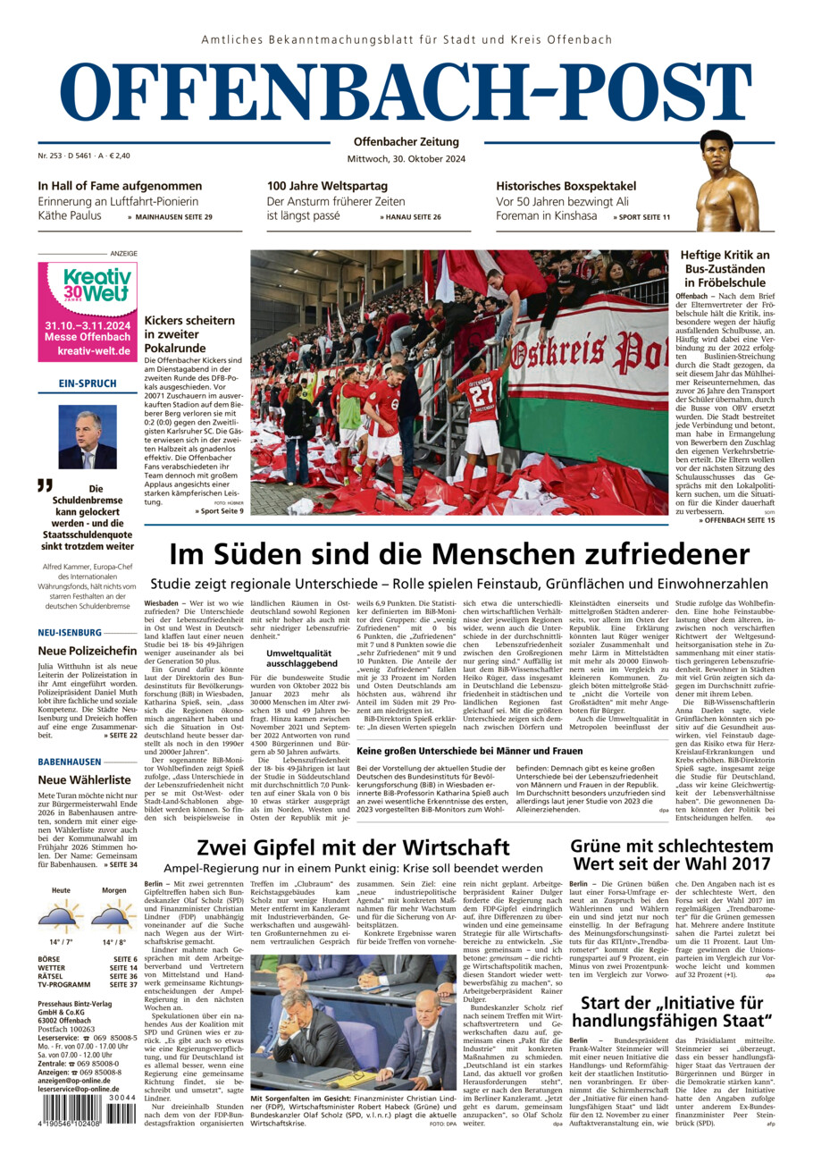 Offenbach-Post vom Mittwoch, 30.10.2024