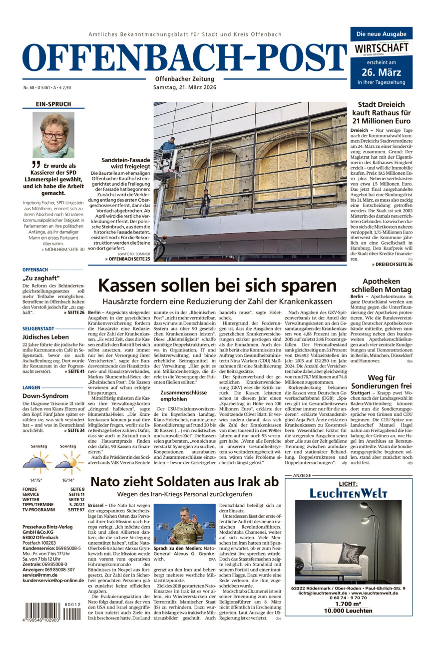 Offenbach-Post vom Samstag, 21.03.2026