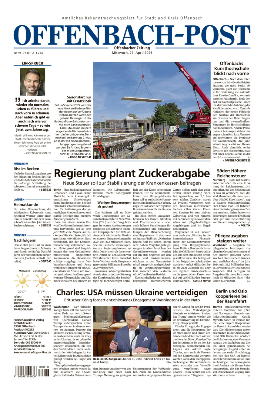 Offenbach-Post vom Mittwoch, 29.04.2026