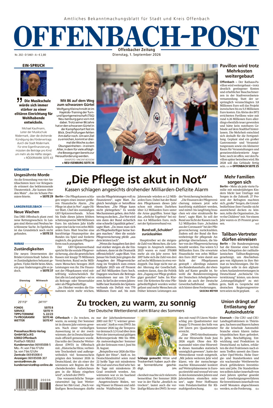 Offenbach-Post vom Dienstag, 01.09.2026